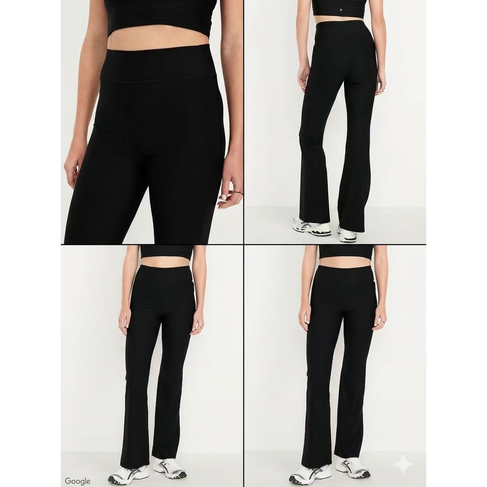 Old Navy Extra High-Rise Super-Flare Powersoft Leggings Womens S Black Go-Dry